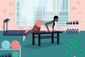 Corporate gym for employees flat color vector illustration