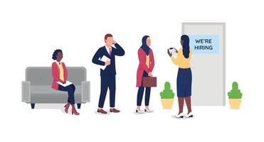 Candidate waiting for job interview flat color vector faceless characters