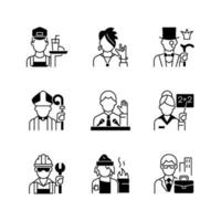 Social class black linear icons set vector