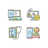 Healthy lifestyle RGB color icons set vector