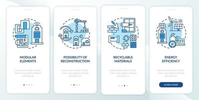 Futuristic office building requirement onboarding mobile app page screen with concepts