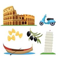 Italy icons set vector