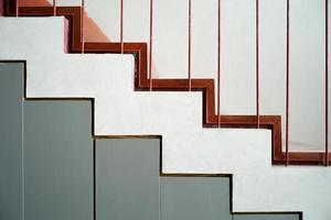 Abstract texture and background of stairs with wooden plate with steel fence photo