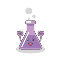 Botella química púrpura con imagen vectorial de caras vector