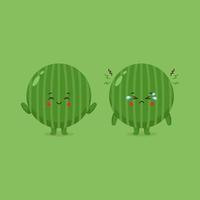 Cute Watermelon with Various Expression vector