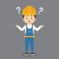 Construction Worker Confused with Question Mark vector