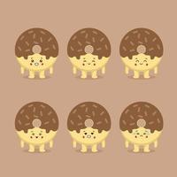 Cute Donut with Various Expression vector