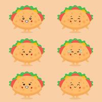 lindo personaje de taco con expresión vector