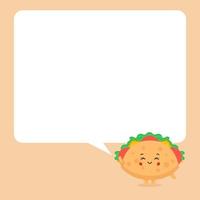 lindo personaje de taco con burbujas de discurso vector