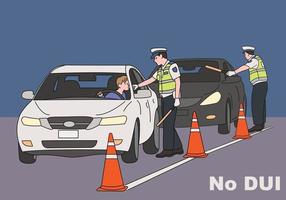 Traffic police are cracking down on drinking. hand drawn style vector design illustrations.