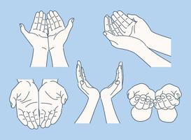 Collection of various hand gestures. hand drawn style vector design illustrations.