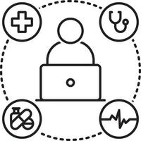Line icon for online medical help vector