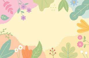 Card illustration decorated with cute flowers and leaves on the edge. Simple pattern design template. vector