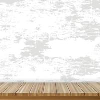 Realistic wooden table on the background of a gray old wall - Vector