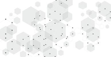 White background of dots, lines and hexagons - Vector