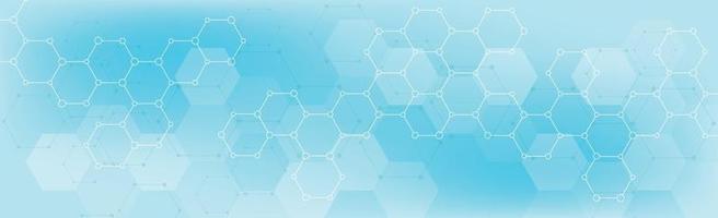 Hexagons of different sizes on a blue background - Vector