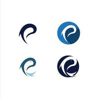 p logo y símbolos de pescado vector