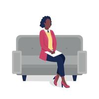 mujer profesional afroamericana vector de color plano personaje sin rostro