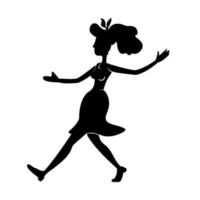 boogie woogie bailarina silueta negra ilustración vectorial. persona en pose de pie. antigua dama bailando rock n roll 2d forma de personaje de dibujos animados para comercial, animación, impresión vector