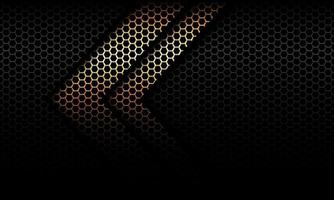 Abstract golden arrow shadow direction on black hexagon mesh design modern futuristic background vector illustration.