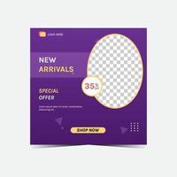 New arrivals and special offer product with square banner or promotion template. Suitable for social media post and web internet ads. vector