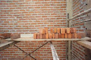 Texture and background of bricklayer and concrete wall photo