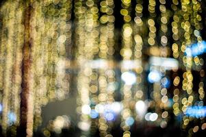 Blurred colorful glittering bokeh lights background photo