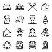 African Traditional and Cultural icon set vector