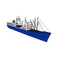 Retro style illustration of a vintage cargo ship vector