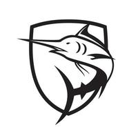 Blue Marlin Jumping, Black and White Crest vector