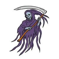 Drawing sketch style illustration of the evil grim reaper or death vector