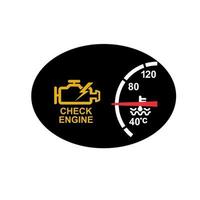 Icon retro style illustration of a dashboard with check engine sign vector