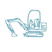 Mechanical Digger Mono Line vector