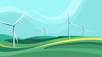 Landscape with wind farms. vector