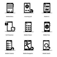 Conjunto de iconos de aplicaciones y teléfonos móviles vector
