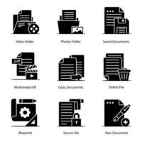 Media Files and Folders icon set vector