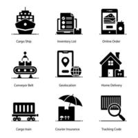 Postal and Delivery Services icon set vector