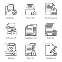 Media Files and Folders icon set vector