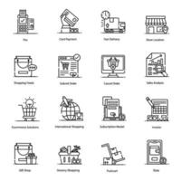 conjunto de iconos de compras minoristas y comercio electrónico vector