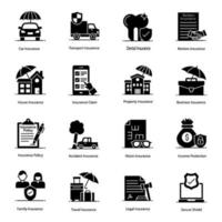 Insurance Policy and Coverage icon set vector