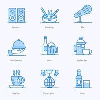 Club, Bar and Music icon set vector