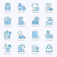 Insurance Policy and Coverage icon set vector