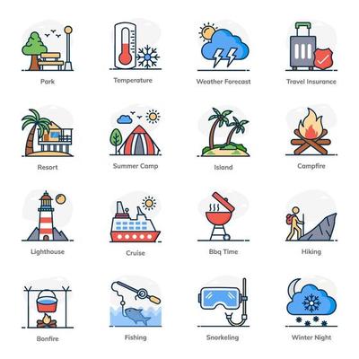 Travel And Holidays Element icon set