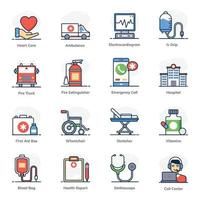 conjunto de iconos de emergencia y salud vector