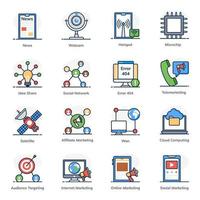 Network and Communication icon set vector