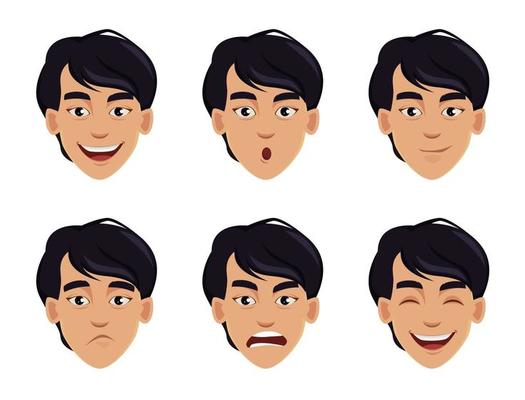 Face expressions of Asian man