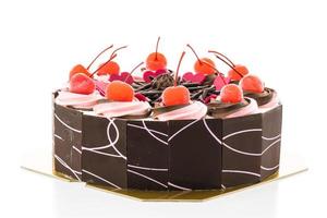 Chocolate cake with cherry on top photo