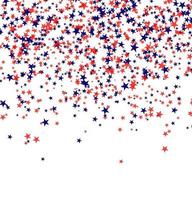 July 4th pattern made of stars. Red, blue and white confetti falling from the sky vector