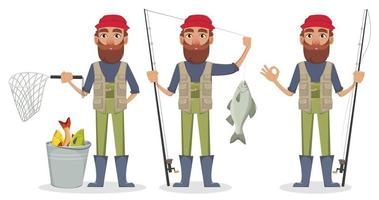 personaje de dibujos animados de pescador vector