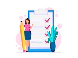 Woman planning month, to do list vector